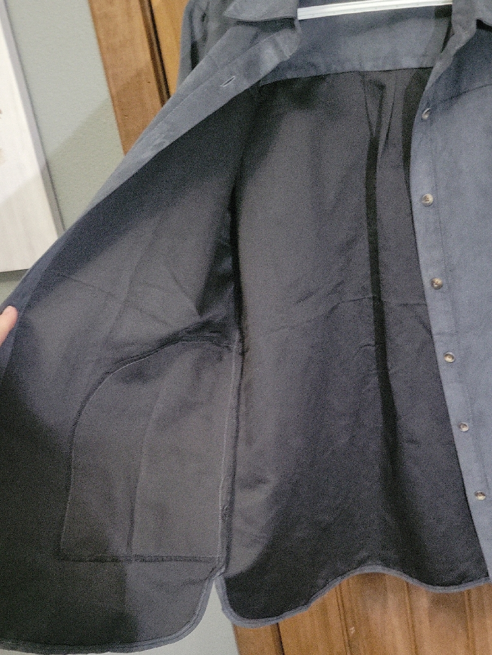 Button-Front Long Sleeve Shirt Jacket in Gray - Picture 6 of 7